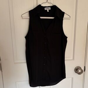 Express Women's Black Sleeveless Button Down portofino Shirt